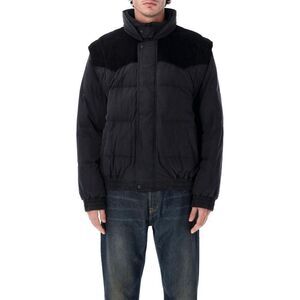 ISABEL MARANT Men's Puffer Bomber Jacket with Corduroy Yoke Men BLACK Outerwear